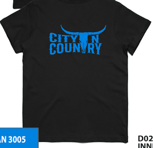 CNC - CITY N COUNTRY - YOUTH TEE-SHIRT - BLACK (BLUE LOGO) - City N Country