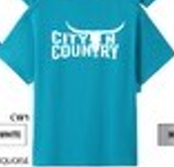 CNC - CITY N COUNTRY - YOUTH TEE-SHIRT - TURQUOISE (WHITE LOGO)