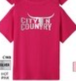 CNC - CITY N COUNTRY - YOUTH TEE-SHIRT -  HOT PINK (SILVER LOGO)