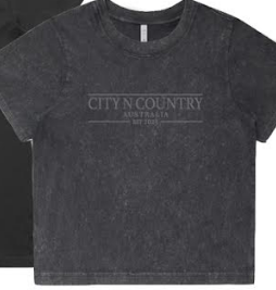 City N Country - CNC - Shirt - Womens - Crop Top - Emb T Shirt - Stone Wash