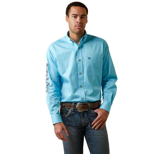 ARIAT - MENS TEAM LOGO TWILL CLASSIC FIT SHIRT - CENOTE AQUA - City N Country