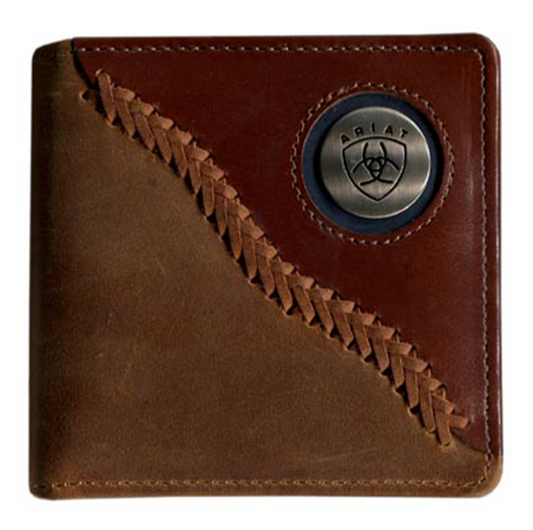 ARIAT BI-FOLD WALLET - TWO TONED STITCH BROWN