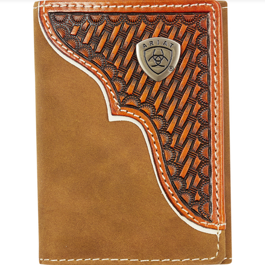 ARIAT TRI FOLD WALLET BROWN