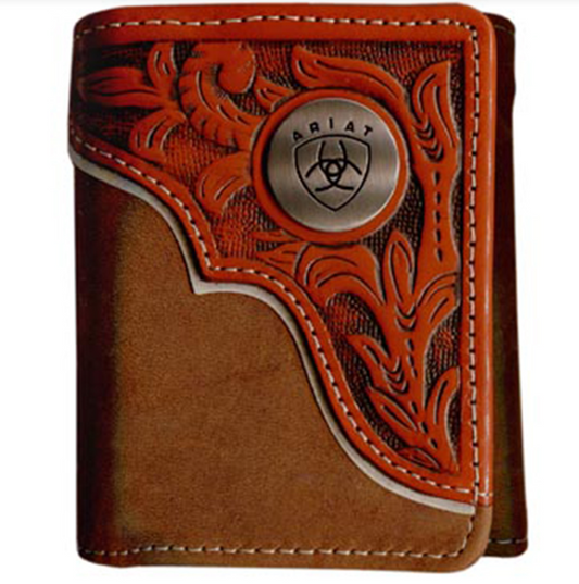 ARIAT TRI FOLD WALLET BROWN/TAN