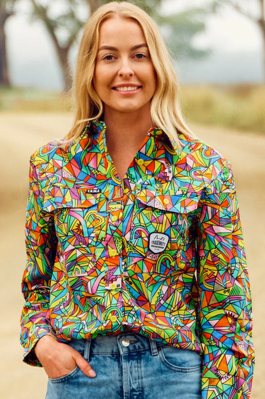 TRADEMUTT - WOMENS BONZA FULL BUTTON LONG SLEEVE WORK SHIRT