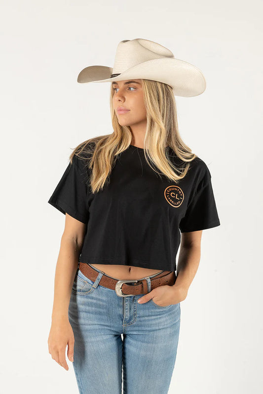 CL - WOMEN'S SIGNATURE CROP - BLACK (TAN LOGO)