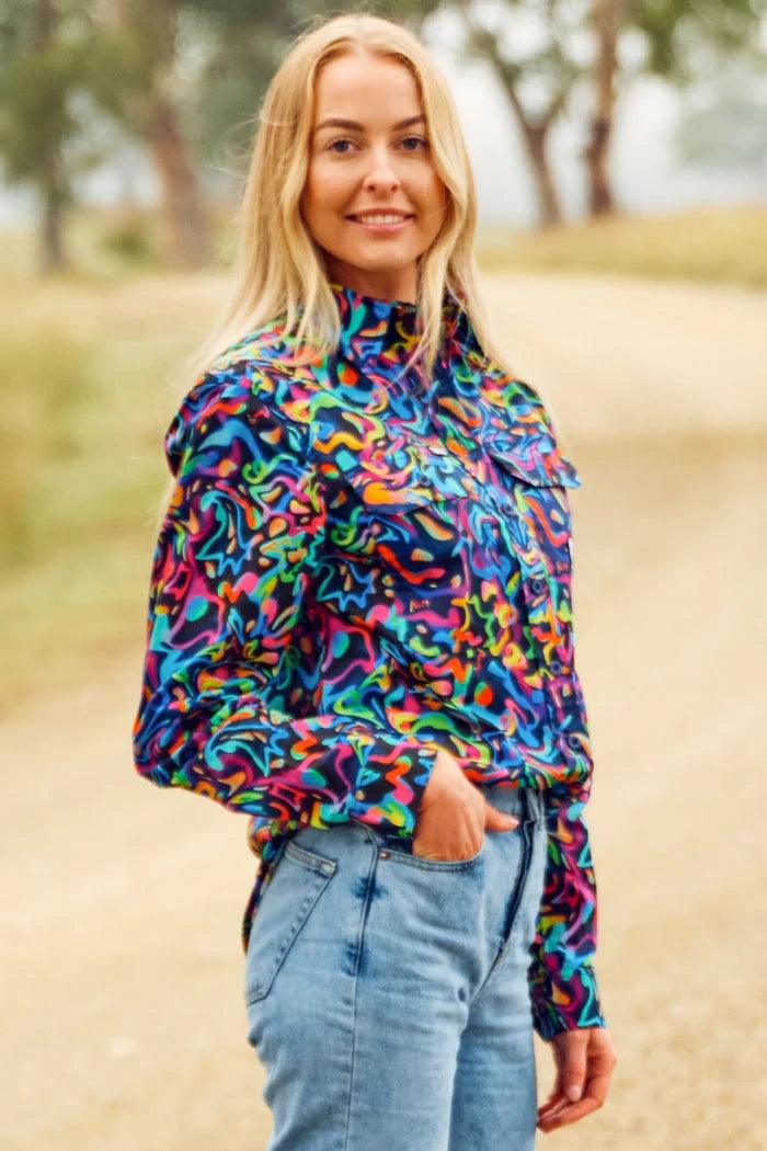 TRADEMUTT - WOMENS PEARER FULL BUTTON LONG SLEEVE WORKSHIRT - City N Country