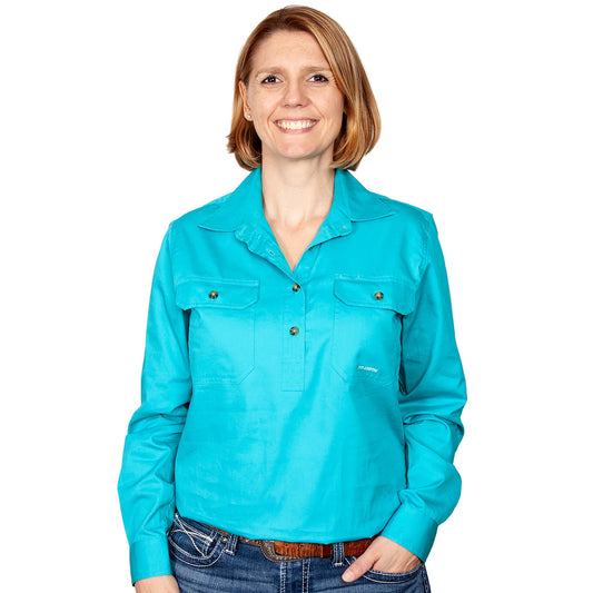 JC - Women's - Jahna Workshirt - 1/2 Button - Turquoise