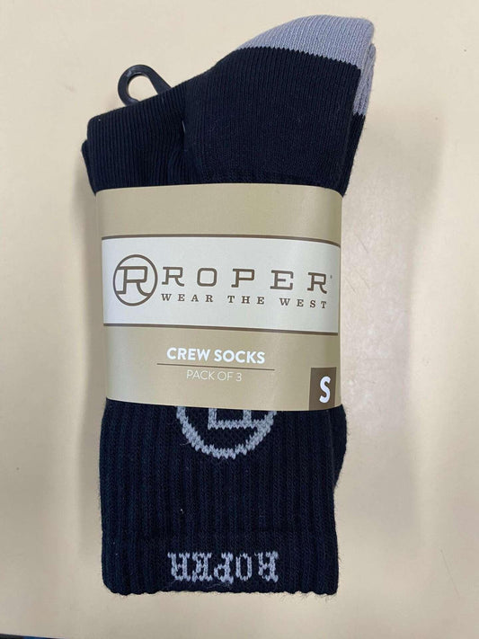 ROPER CREW SOCKS BLACK / GREY PACK OF 3 - City and Country