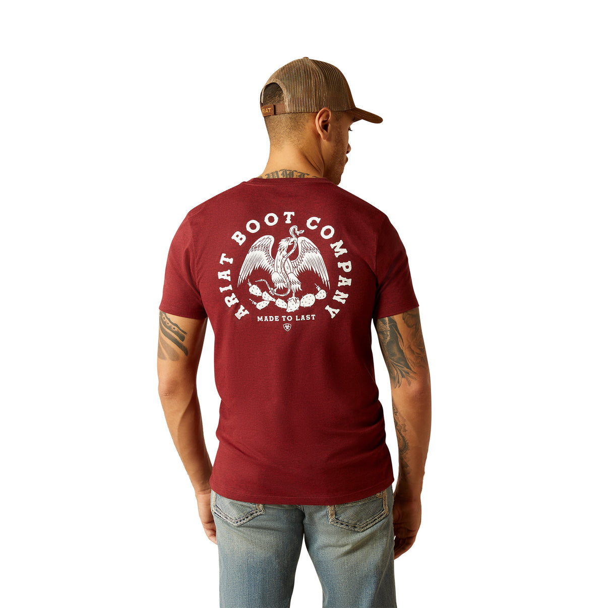 ARIAT - MEN'S EAGLE AND SNAKE TEE - CRIMSON BLACK HATHER - City N Country