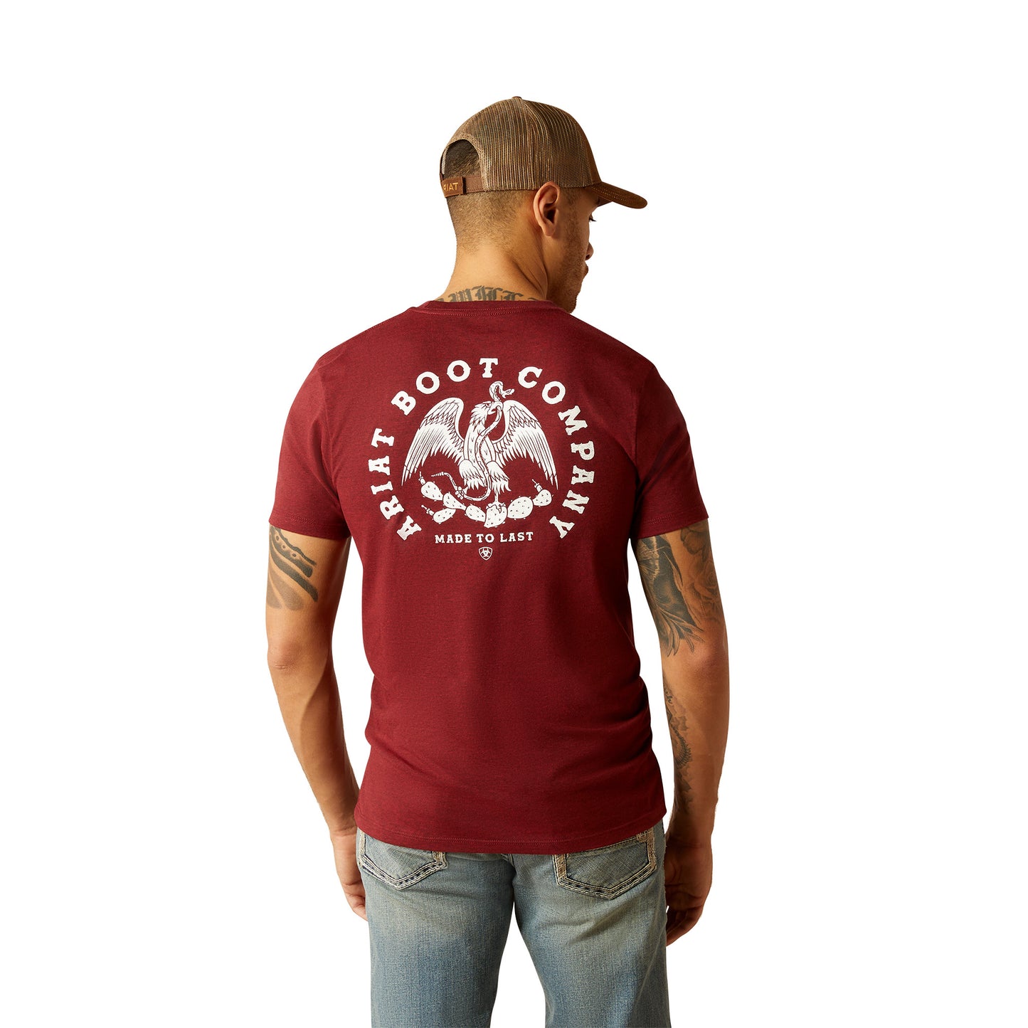 ARIAT - MEN'S EAGLE AND SNAKE TEE - CRIMSON BLACK HATHER