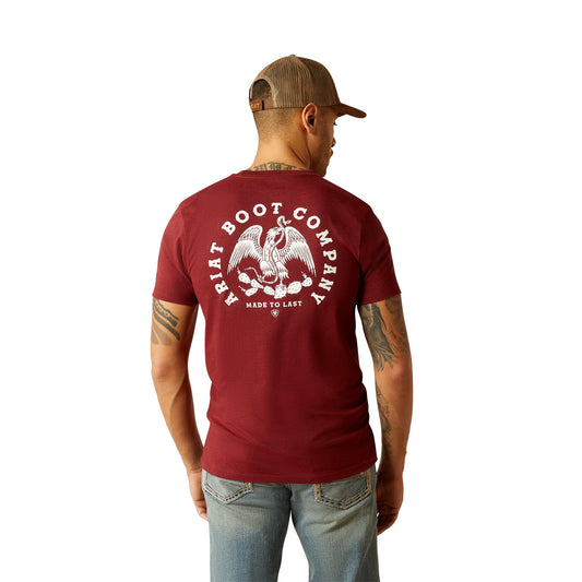 ARIAT - MEN'S EAGLE AND SNAKE TEE - CRIMSON BLACK HATHER