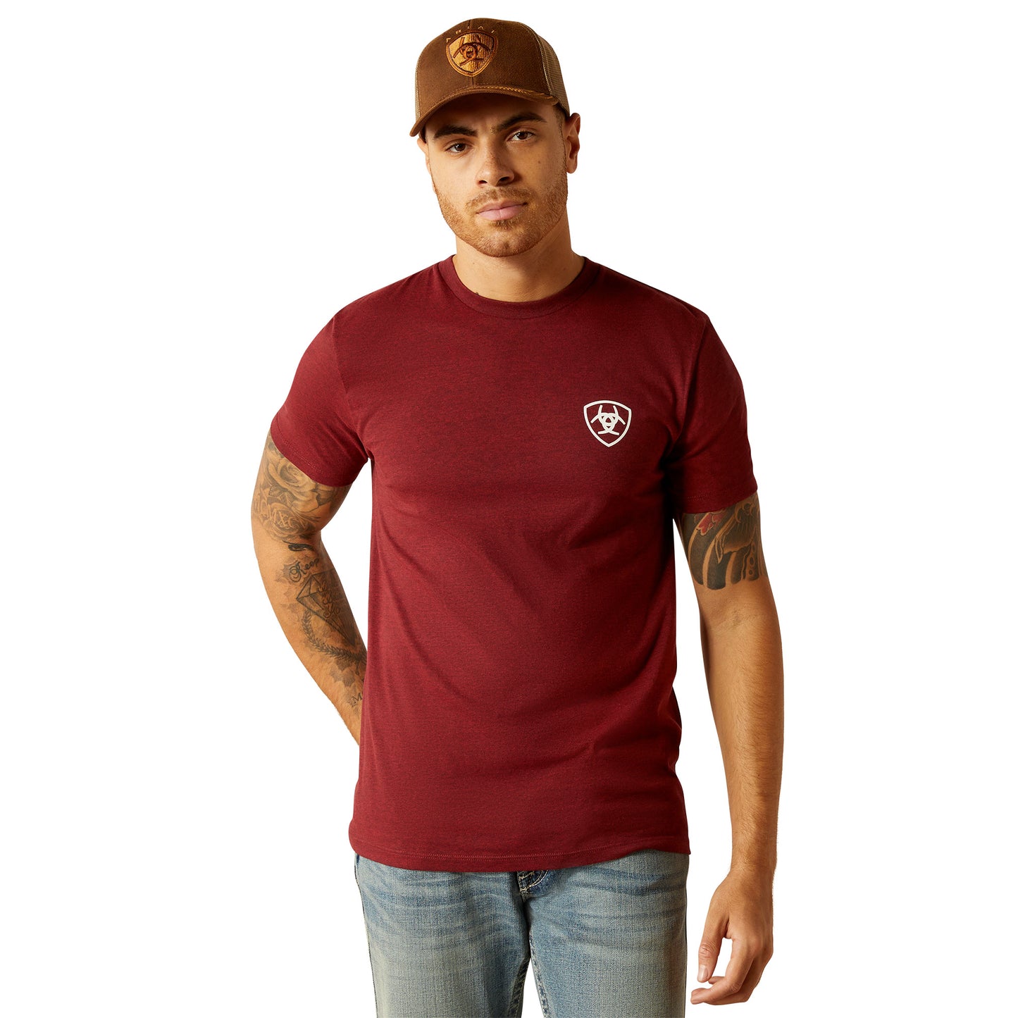 ARIAT - MEN'S EAGLE AND SNAKE TEE - CRIMSON BLACK HATHER