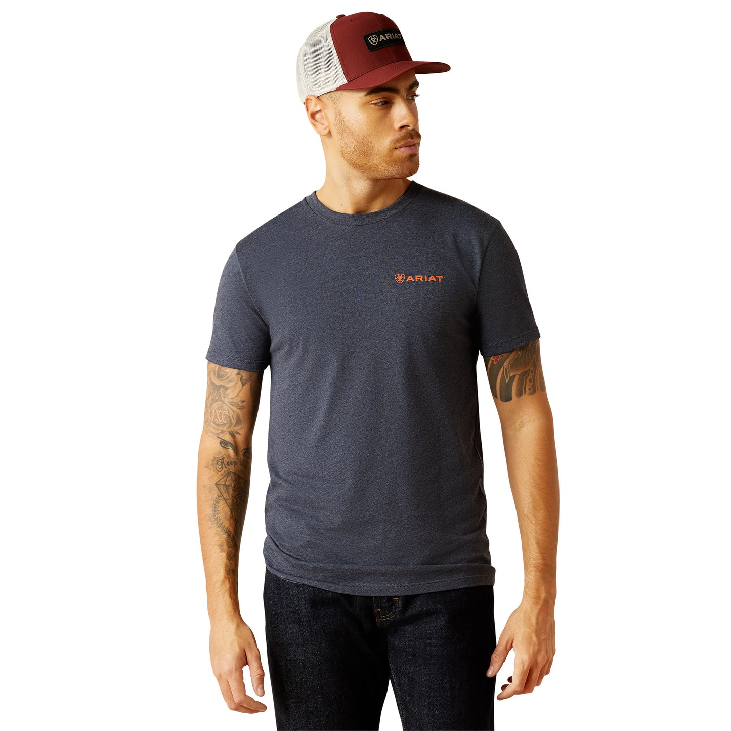 ARIAT - MEN'S EAGLE ROCK TEE - NAVY HEATHER