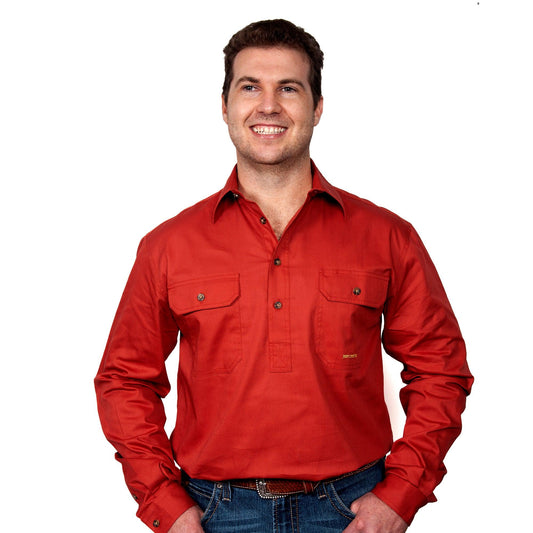 CAMERON - LONG SLEEVE WORKSHIRT - RUST - City N Country