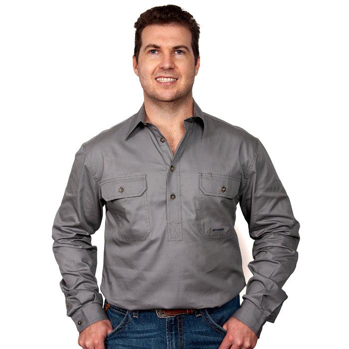 CAMERON - LONG SLEEVE WORKSHIRT - STEEL GREY - City N Country