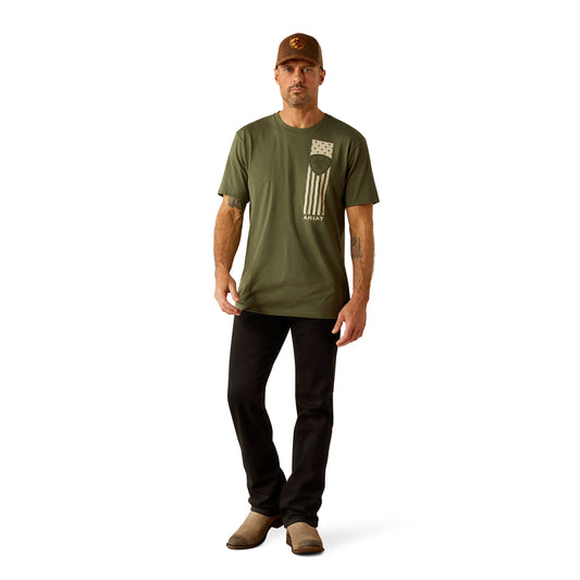 Ariat - Shirt - Mens - Patriot Stripe Tee - Surplus Green