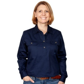 JC - Women's - Jahna Workshirt - 1/2 Button - NAVY