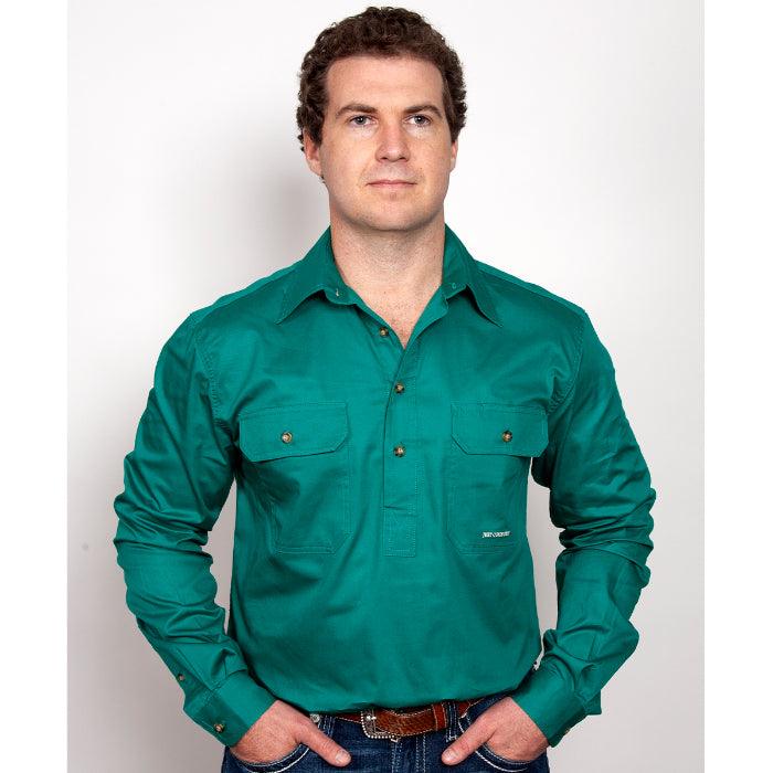 CAMERON - LONG SLEEVE WORKSHIRT - DARK GREEN - City N Country