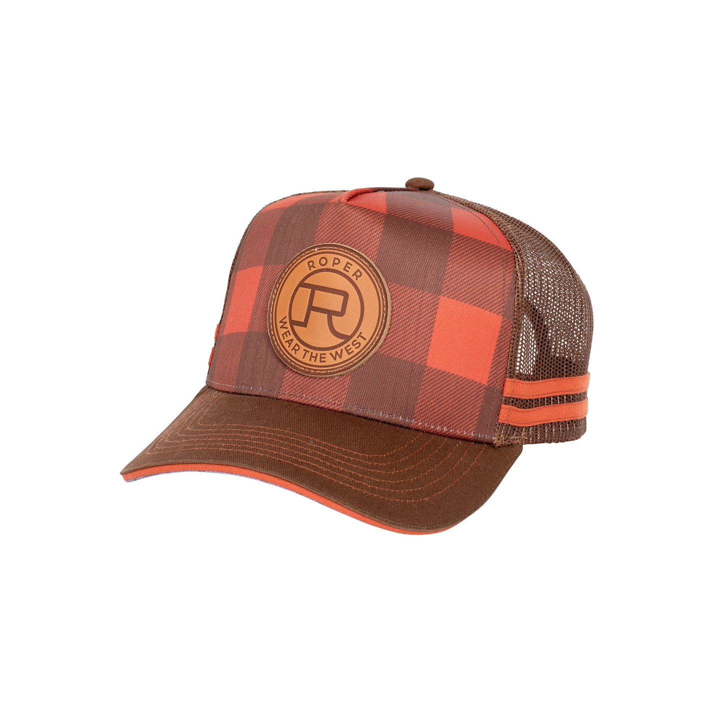 ROPER - TRUCKER CAP PLAID - RUST/BROWN