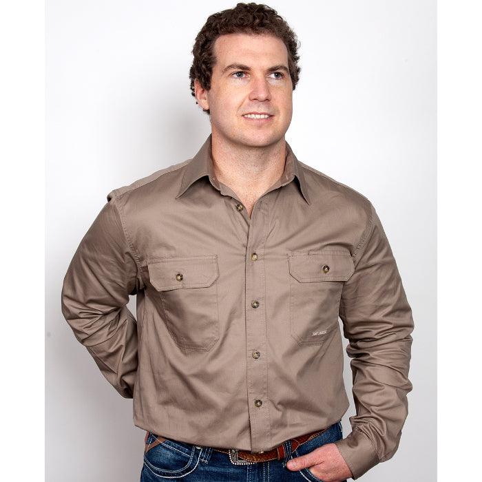 EVAN - LONGSLEEVE FULL BUTTON WORKSHIRT - BROWN - City N Country