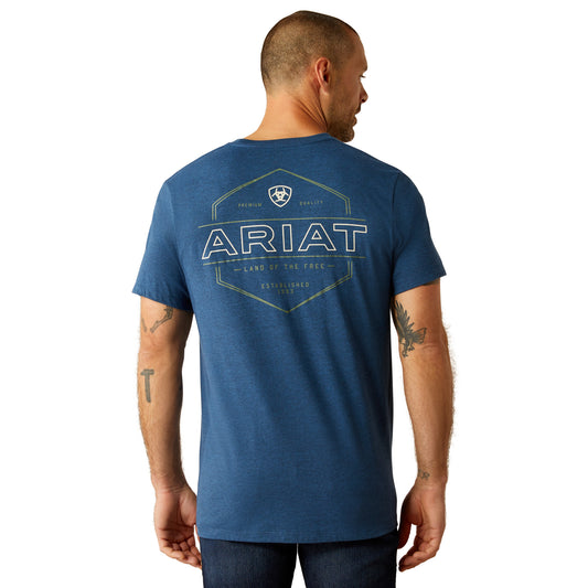 Ariat - Shirt - Mens - Line Frame Tee - Denim Black Heather
