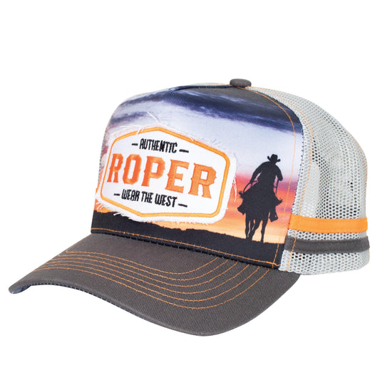 ROPER - TRUCKER CAP WESTERN SCENE - CHARCOAL/GREY - City N Country