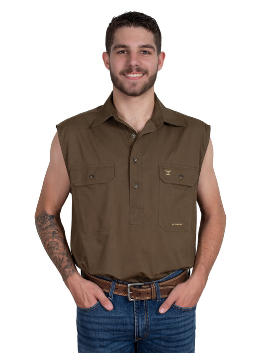 JACK - SLEEVELESS WORKSHIRT - BARK