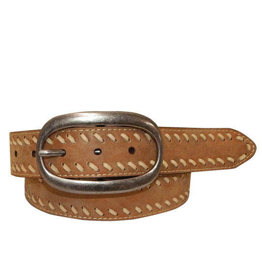 WOMEN'S VINTAGE GENUINE LEATHER BROWN BELT - LACED - City and Country