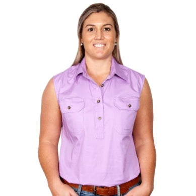 KERRY - WOMEN 1/2 BUTTON SLEEVELESS - ORCIHID