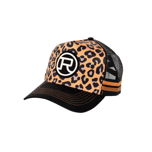 ROPER - TRUCKER HIGH PONY TAIL CAP - LEPARD PRINT BLACK/TAN - City N Country