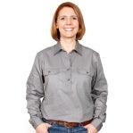 JC Women's - Jahna Workshirt - 1/2 Button - STEEL GREY - City and Country