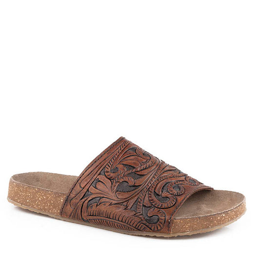 ROPER - WOMENS DESTINY - COGNAC/BLACK TOOLED LEATHER