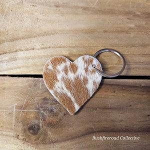 Bushfire Road - HEART COWHIDE KEY RING - City N Country