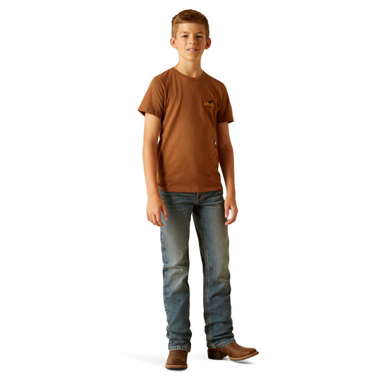 ARIAT KIDS BISON SKETCH SHIELD TEE CINNAMON