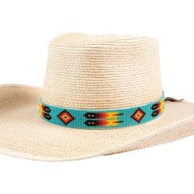 SUNBODY - HATBAND 15 BEAD SUEDE TIE END - GREEN/FEATHERS - City N Country