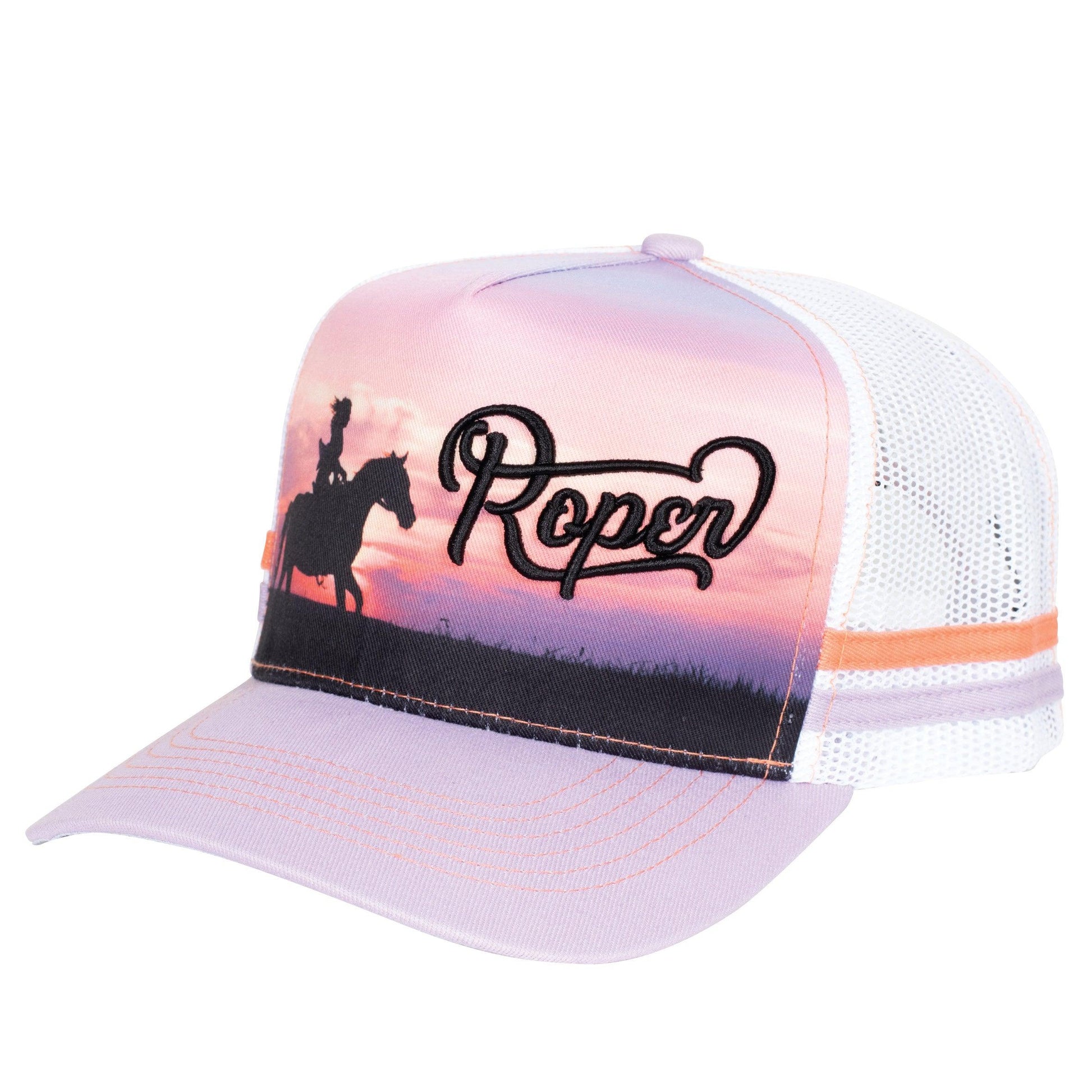 ROPER TRUCKER CAP - WESTERN SCENE PURPLE/WHITE - City and Country