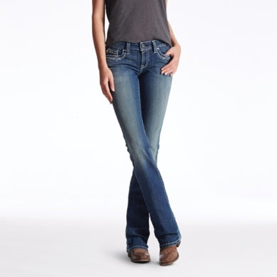Ariat - Denim - Womens - Real Mid Rise Boot Cut Stretch Entwined Marine